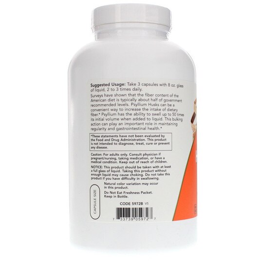 Psyllium Husk Caps 500 Mg, NOW